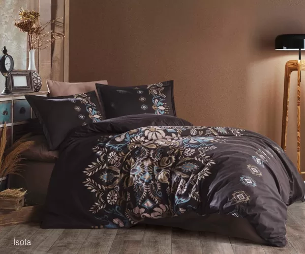Satīns de Luxe/ ISOLA/
palags 240x260 cm/virspalags 200x220 cm un 4 gab spilvendrānas 50x70 cm/100% kokvilnas satīns/108 eur