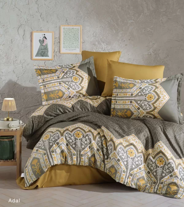 Satīns de Luxe/ADAL/
palags 240x260 cm/virspalags 200x220 cm un 4 gab spilvendrānas 50x70 cm/100% kokvilnas satīns/108 eur