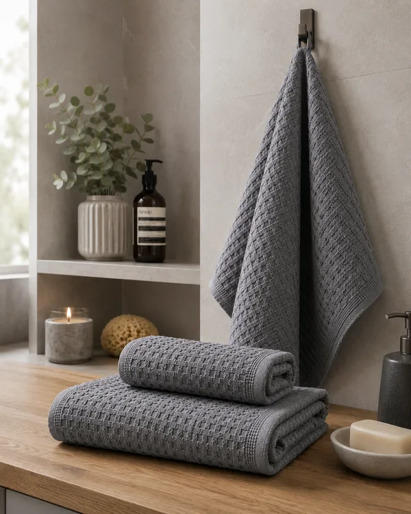 Vafeļu dvieļu komplekts/3 gab/100% kokvilna/70x140 cm, 50x90 cm, 40x60 cm/22 eur